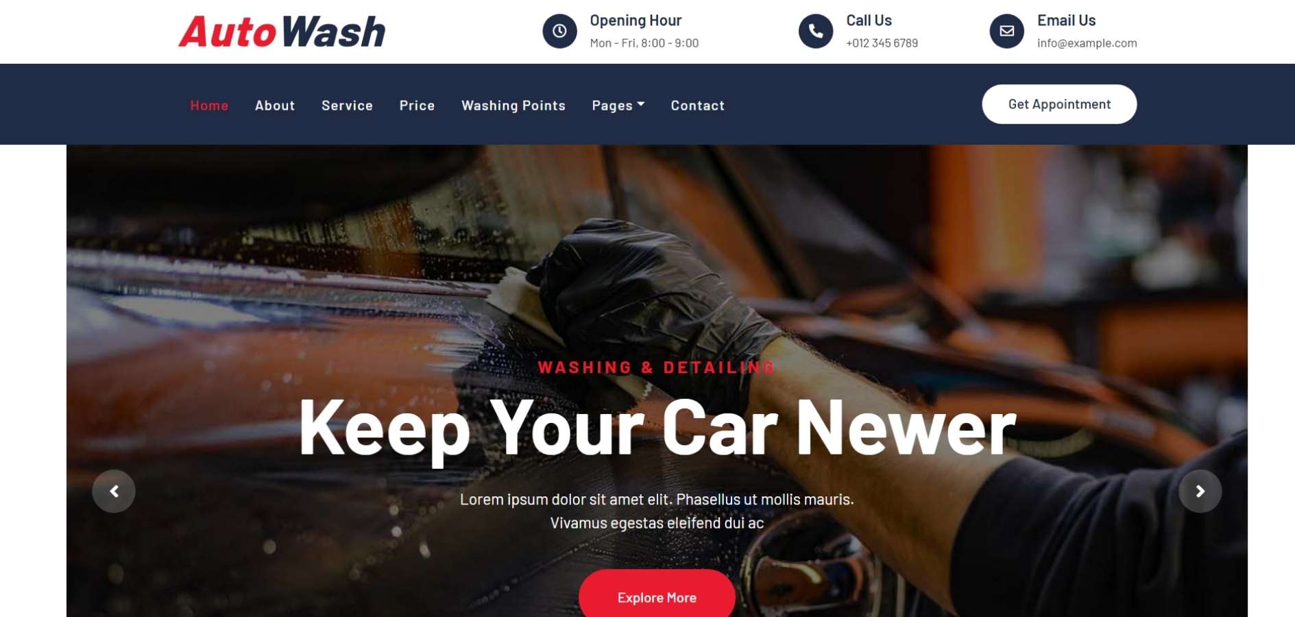 Car Wash HTML Template Car Wash HTML Template