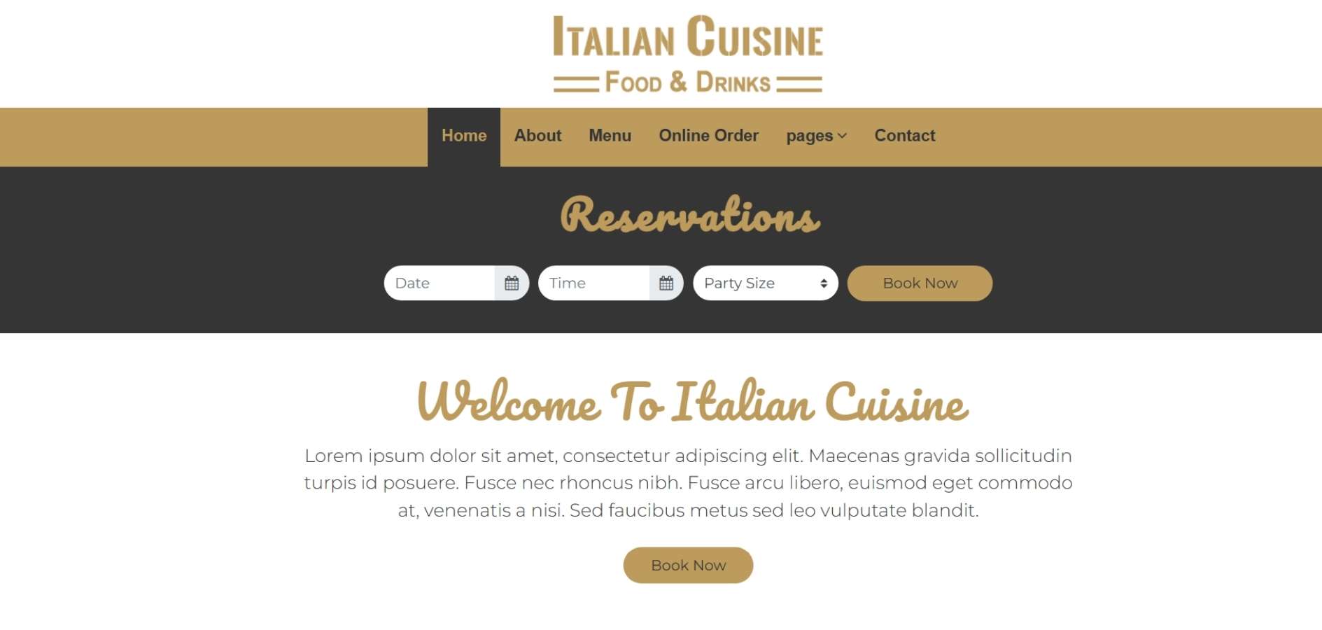 Italian Cuisine HTML Template Italian Cuisine HTML Template