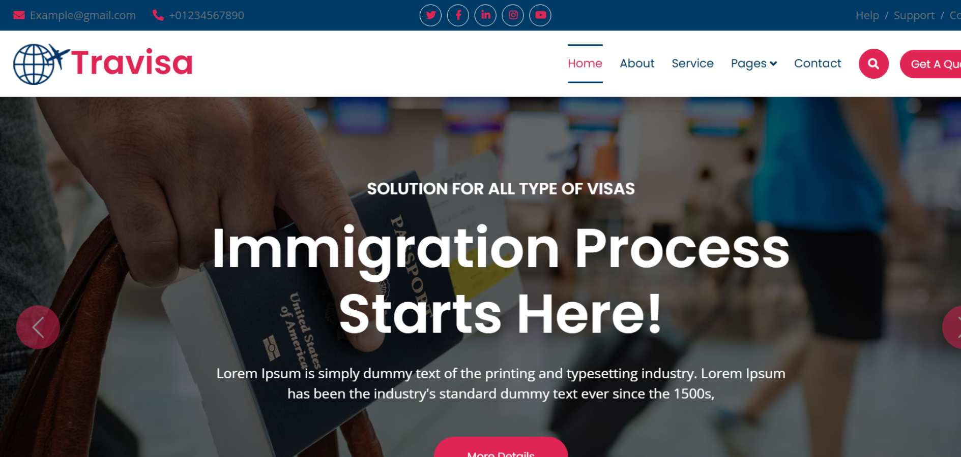 Visa Immigration Website HTML Template Visa Immigration Website HTML Template